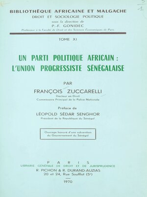 cover image of Un parti politique africain, l'Union progressiste sénégalaise